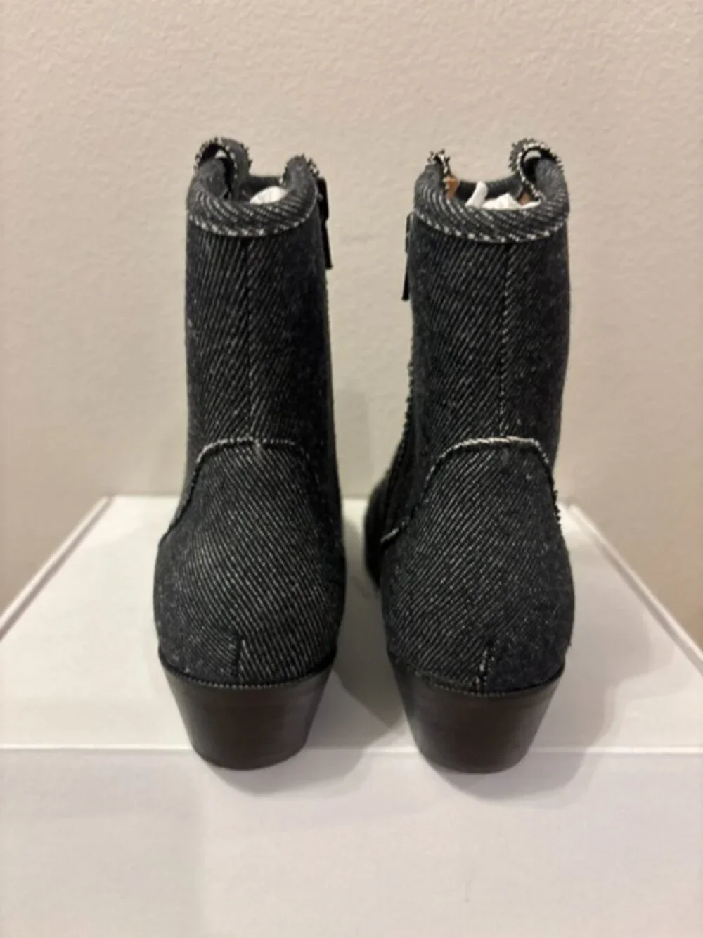 NEW DWRS Label Black Denim Western Ankle Booties EU 37 or 38 Made in Portugal